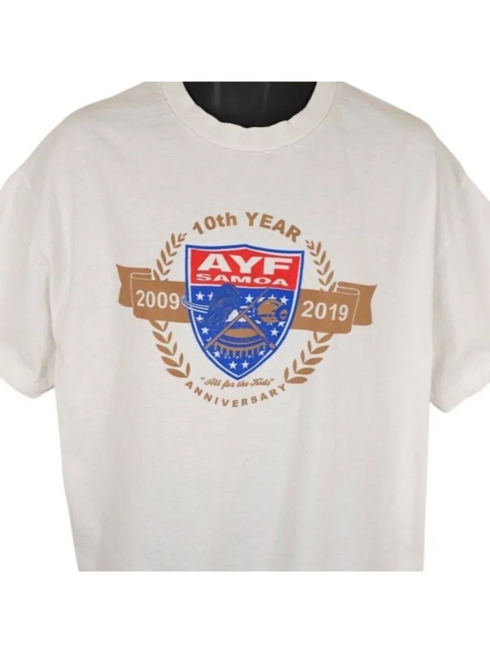 AYF Samoa T Shirt Mens Size XL White American Youth Football 10th Year